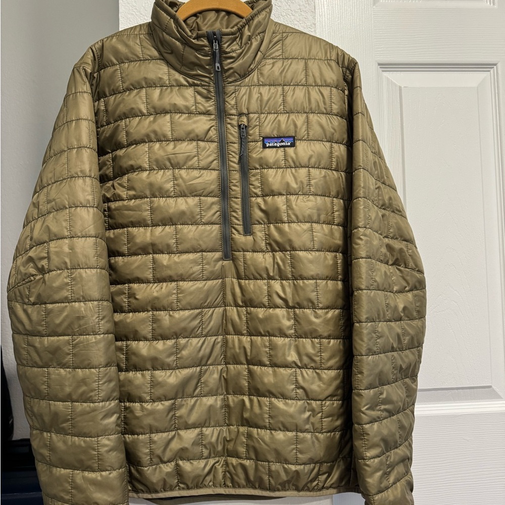 Patagonia Men’s Size Medium Nano Pullover Half Zip jacket Sage Khaki